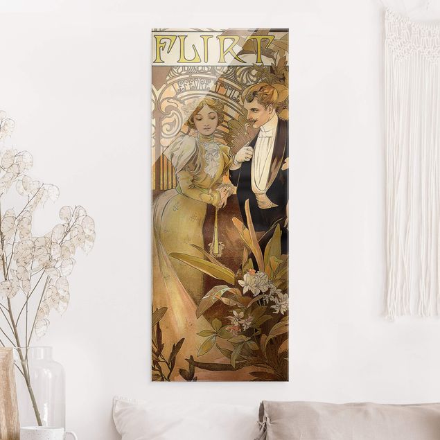 Magnettafel Glas Alfons Mucha - Advertising Poster For Flirt Biscuits