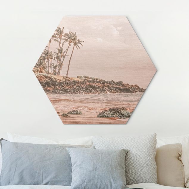 Hexagons Aluminium Dibond schilderijen Aloha Hawaii Beach