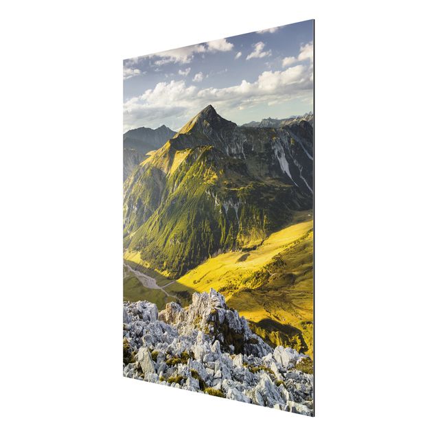 Aluminium Dibond schilderijen Mountains And Valley Of The Lechtal Alps In Tirol