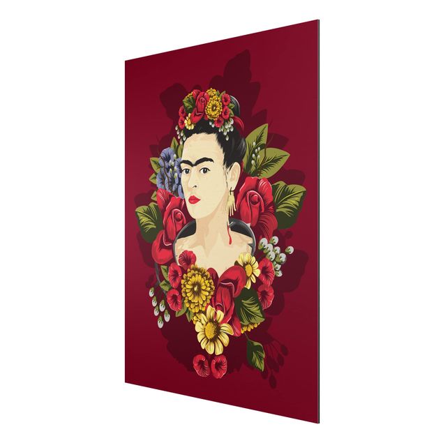 Aluminium Dibond schilderijen Frida Kahlo - Roses