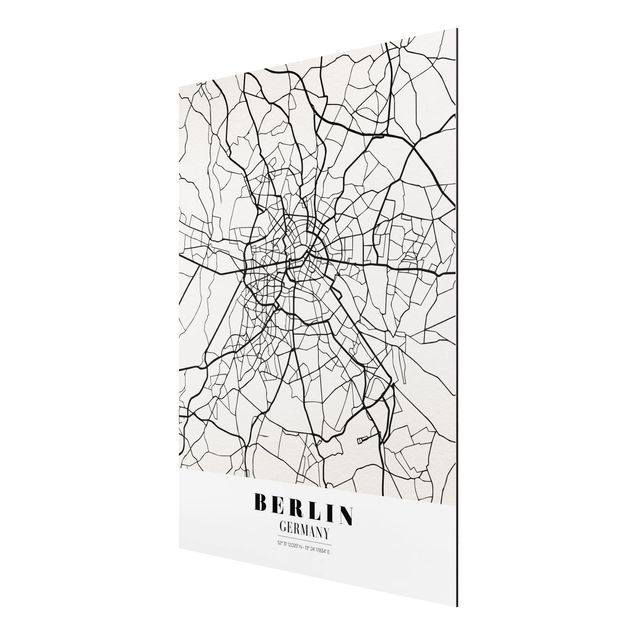 Aluminium Dibond schilderijen Berlin City Map - Classic