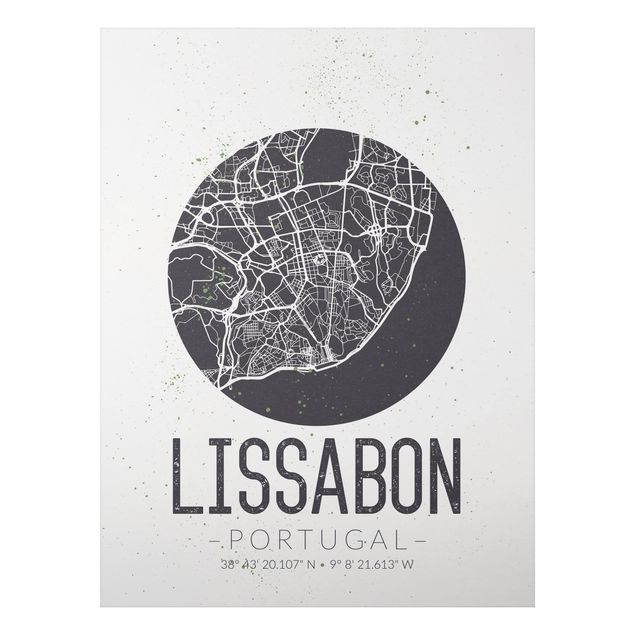 Aluminium Dibond schilderijen Lisbon City Map - Retro
