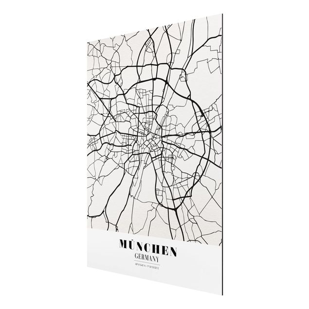 Aluminium Dibond schilderijen Munich City Map - Classic