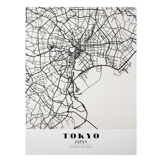 Aluminium Dibond schilderijen Tokyo City Map - Classic