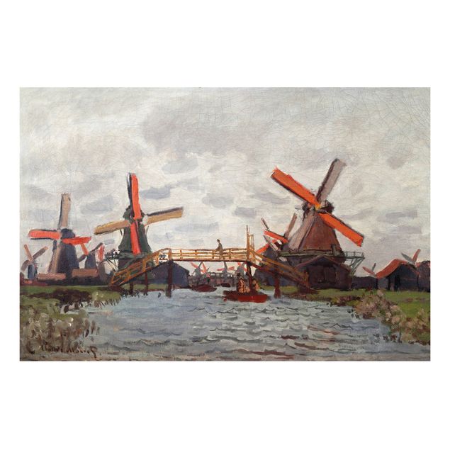 Aluminium Dibond schilderijen Claude Monet - Windmills in Westzijderveld near Zaandam