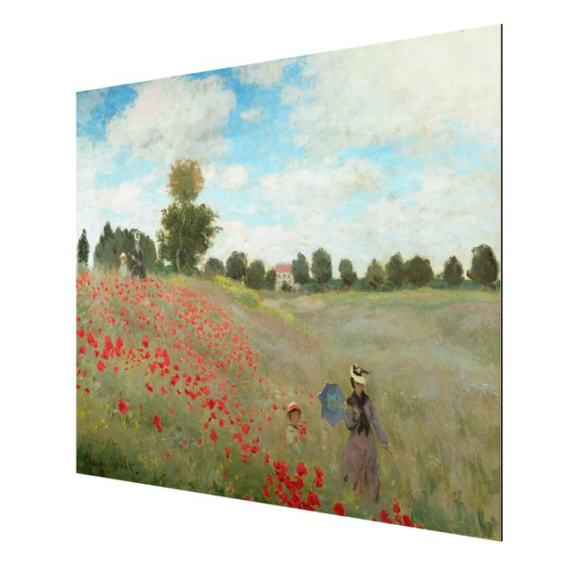 Aluminium Dibond schilderijen Claude Monet - Poppy Field Near Argenteuil