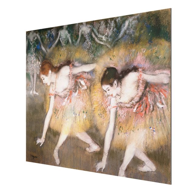 Aluminium Dibond schilderijen Edgar Degas - Dancers Bending Down