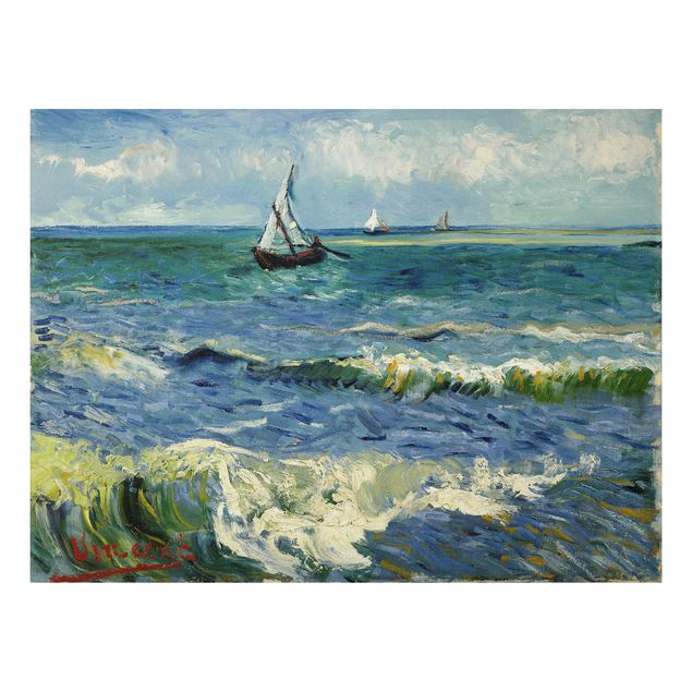 Aluminium Dibond schilderijen Vincent Van Gogh - Seascape Near Les Saintes-Maries-De-La-Mer