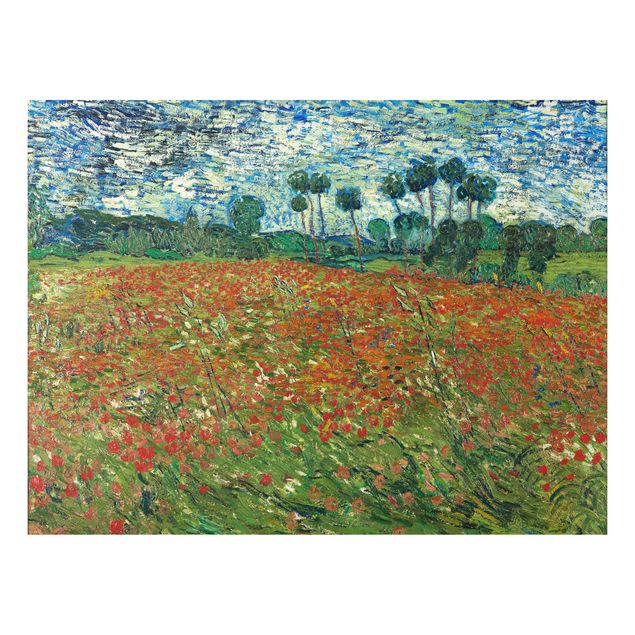 Aluminium Dibond schilderijen Vincent Van Gogh - Poppy Field