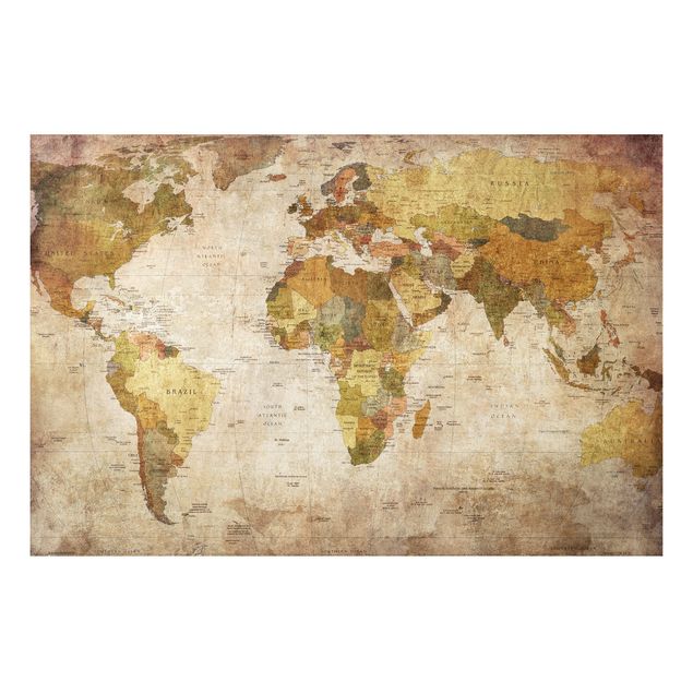 Aluminium Dibond schilderijen World map
