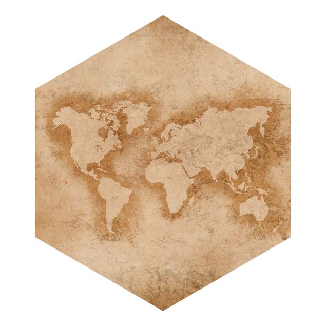 Hexagon Behang Antique World Map