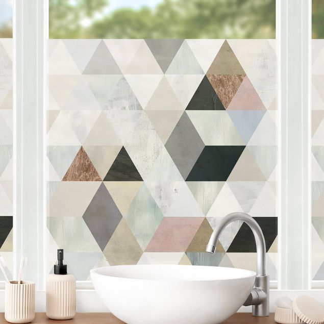 Raamfolie - Watercolour Mosaic With Triangles I