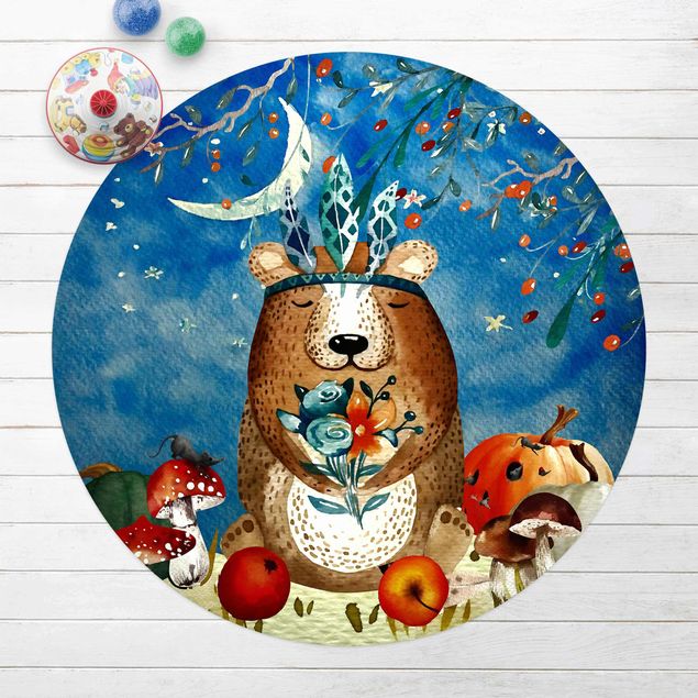 buiten vloerkleed Watercolour Bear In Moonlight