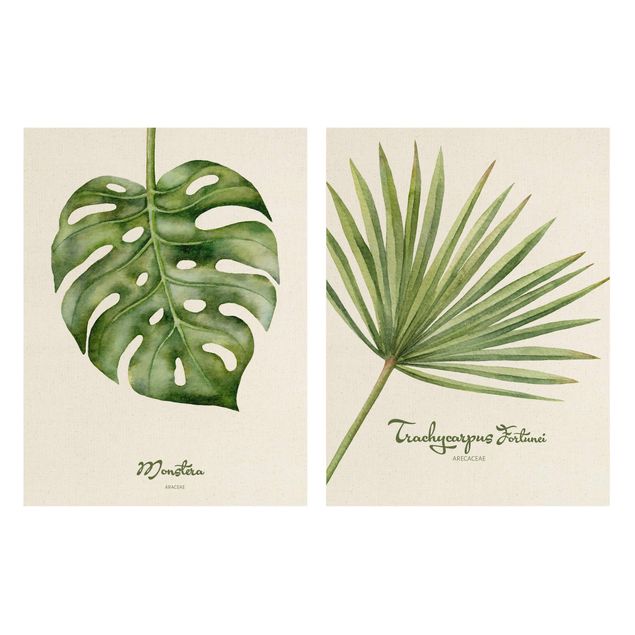 Natuurlijk canvas schilderijen - 2-delig  Watercolour Botany Duo