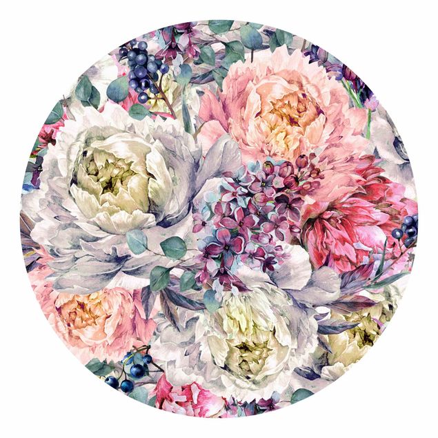 Behangcirkel Watercolour Floral Bouquet
