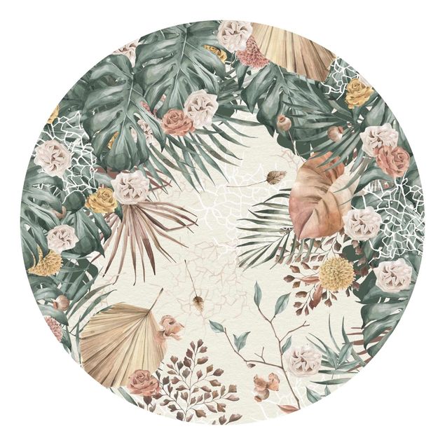 Behangcirkel Watercolour Dried Flowers With Ferns