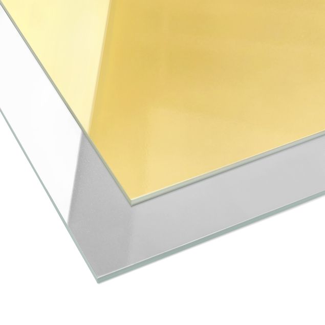 Glasschilderijen - 3-delig Gold Traces In Watercolour