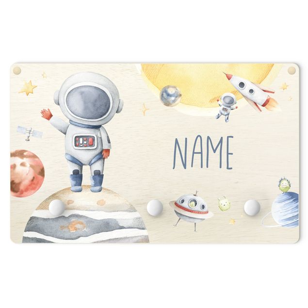 Wandkapstokken voor kinderen Watercolour Greetings From Jupiter With Customised Name