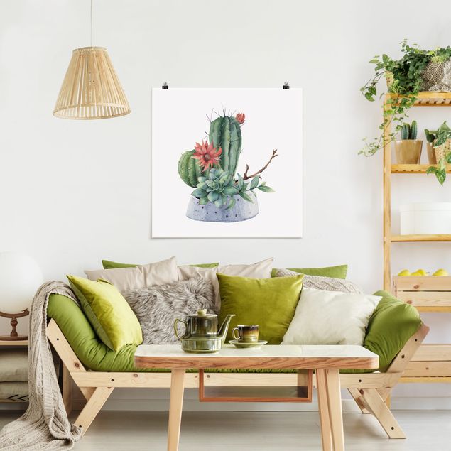 Posters Watercolour Cacti Illustration
