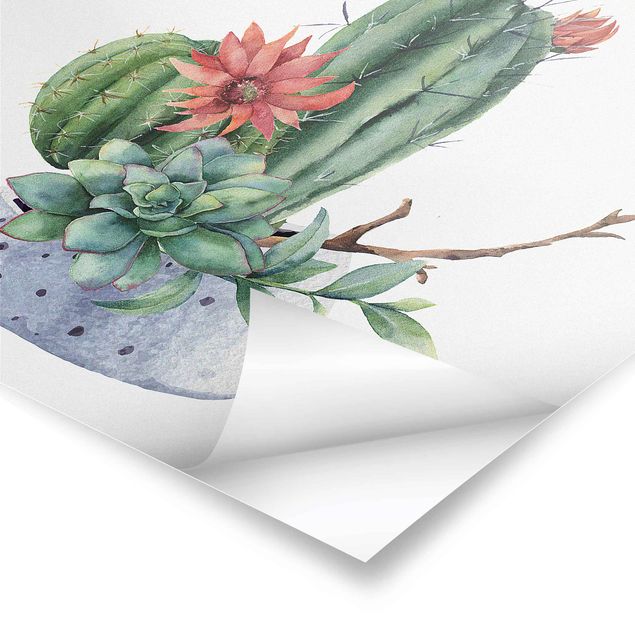 Posters Watercolour Cacti Illustration