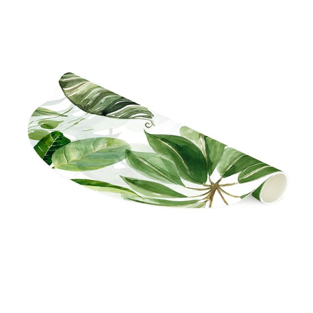 groen vloerkleed Watercolour Tropical Leaves And Tendrils