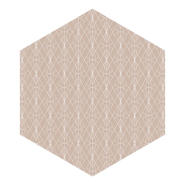 Hexagon Behang Art Deco Diamond Pattern In Front Of Beige XXL