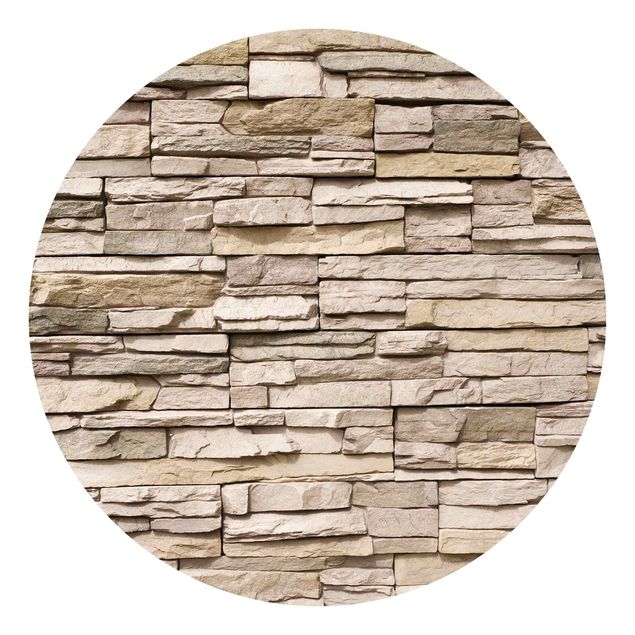 Behangcirkel Asian Stonewall - Stone Wall From Large Light Coloured Stones