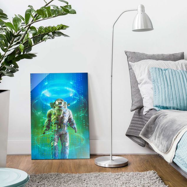 Glasschilderijen - Astronaut In A Cone Of Light