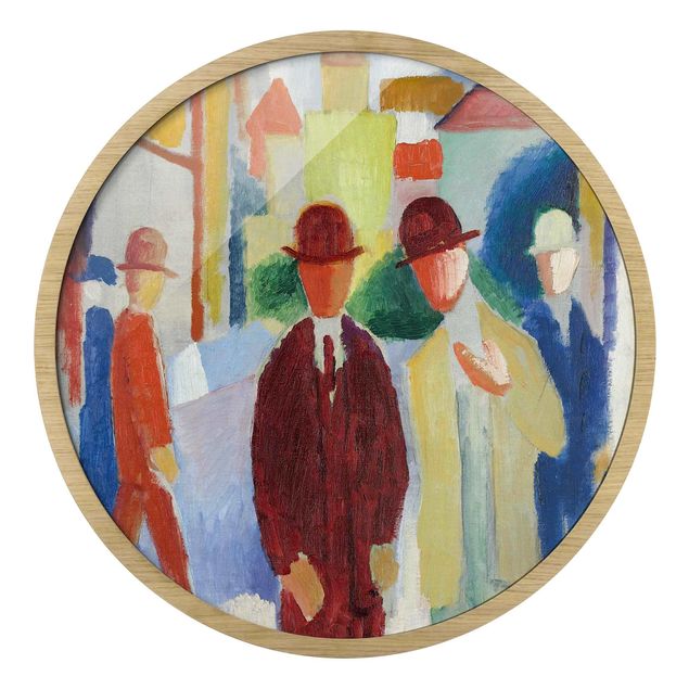 Rond schilderijen August Macke - Strada assolata con gente