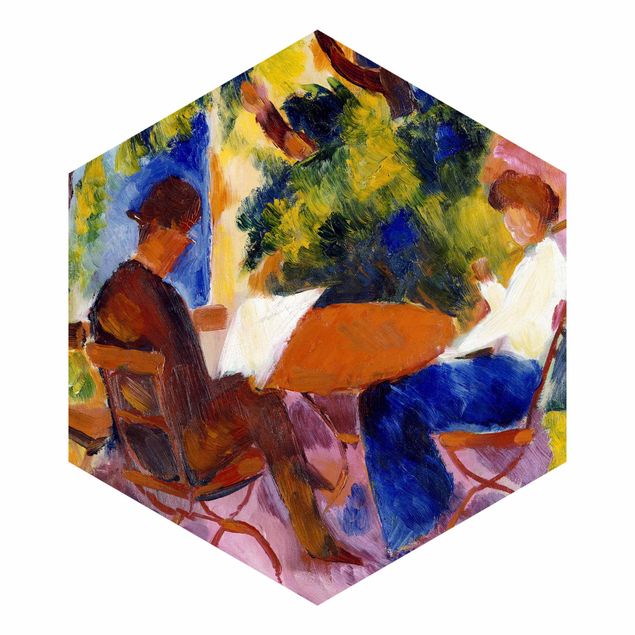 Hexagon Behang August Macke - Couple At The Garden Table