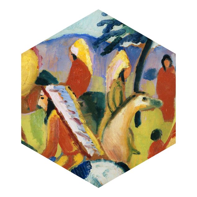 Hexagon Behang August Macke - Riding Indians At The Tent
