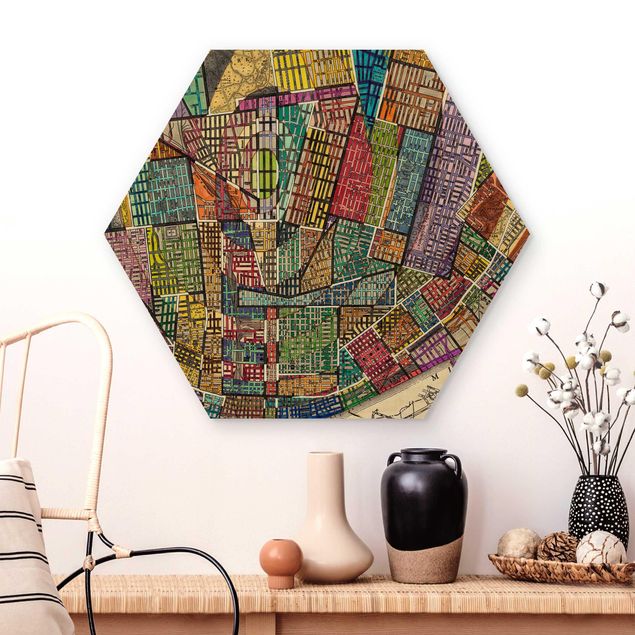 Hexagons houten schilderijen Modern Map Of St. Louis