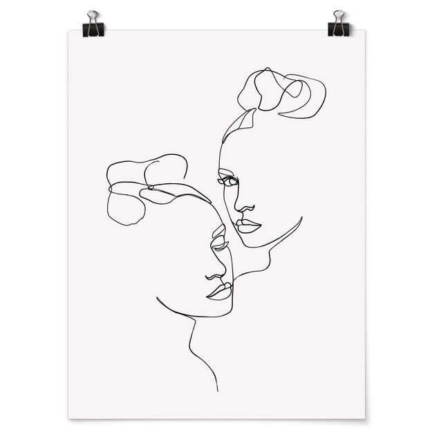 Posters Line Art Faces Women Black And White