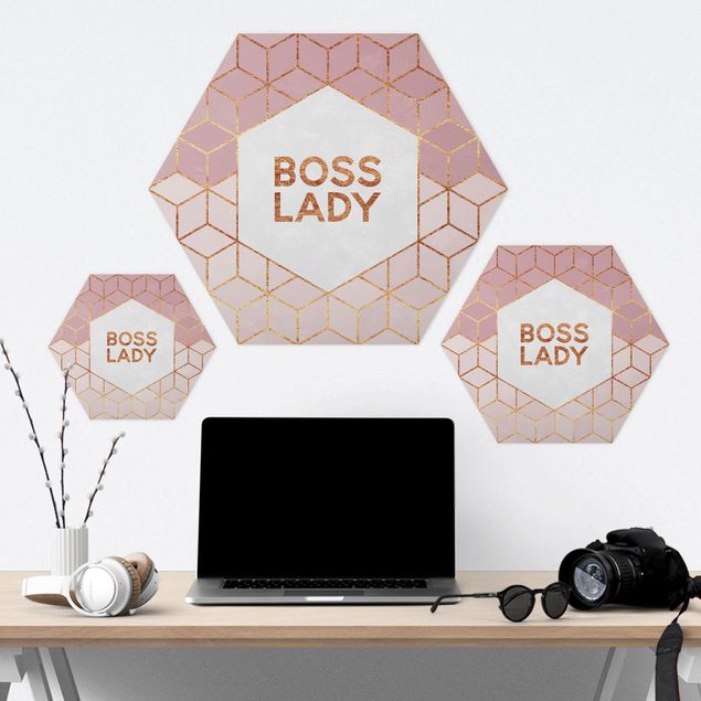 Hexagons Forex schilderijen Boss Lady Hexagons Pink