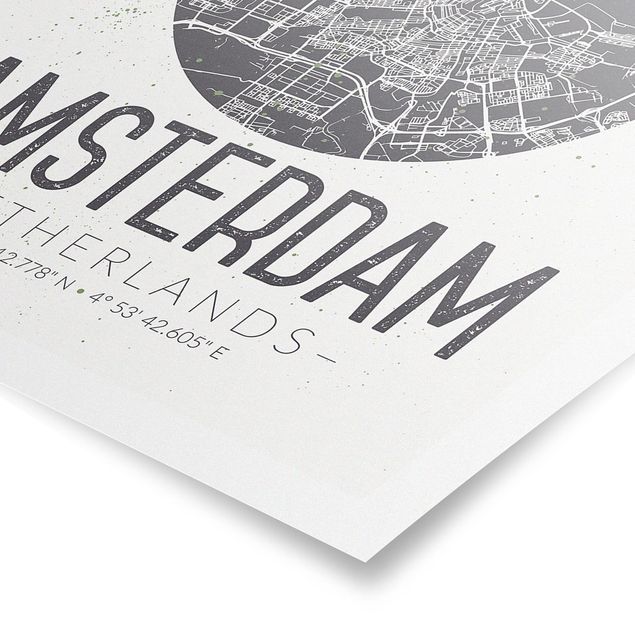 Posters Amsterdam City Map - Retro