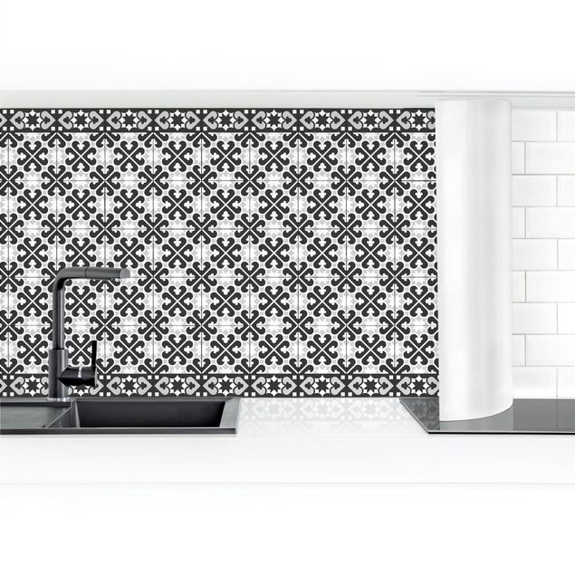 Achterwand voor keuken Geometrical Tile Mix Hearts Black