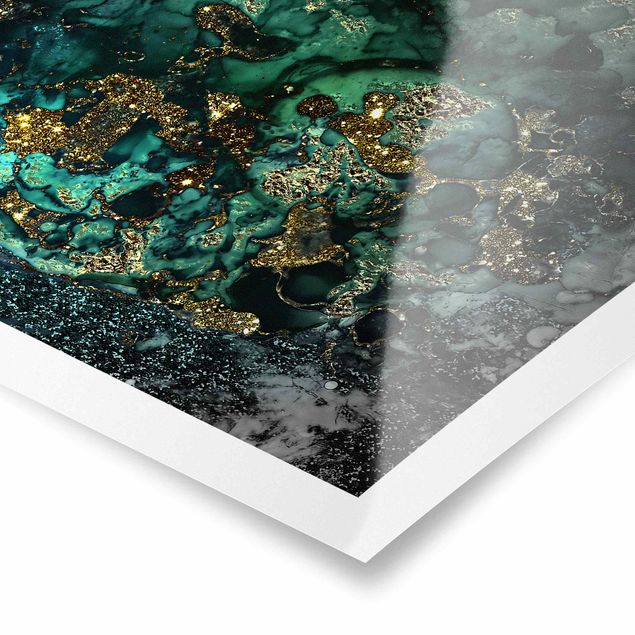 Posters Golden Sea Islands Abstract