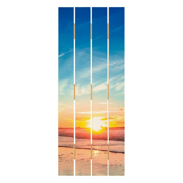 Houten schilderijen op plank Romantic Sunset By The Sea