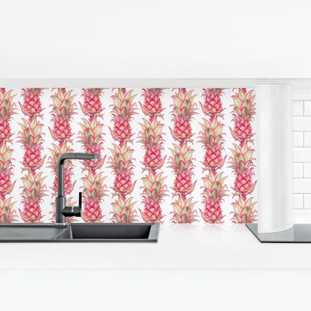 Achterwand voor keuken patroon Tropical Pineapple Stripes
