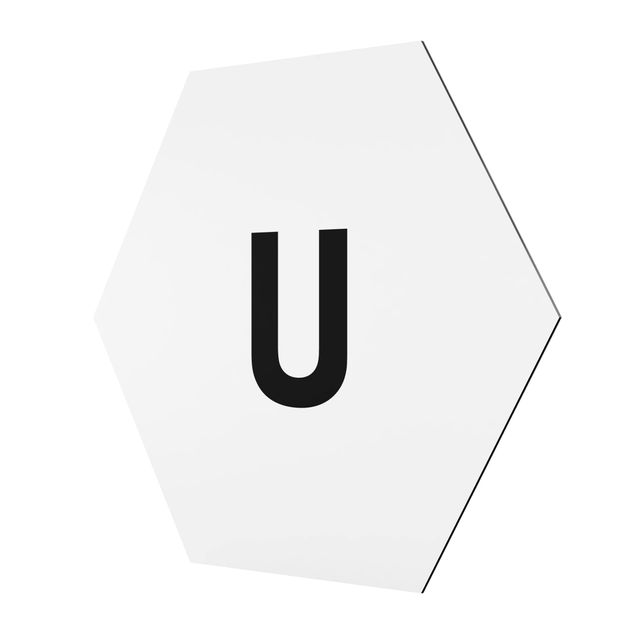 Hexagons Aluminium Dibond schilderijen Letter White U