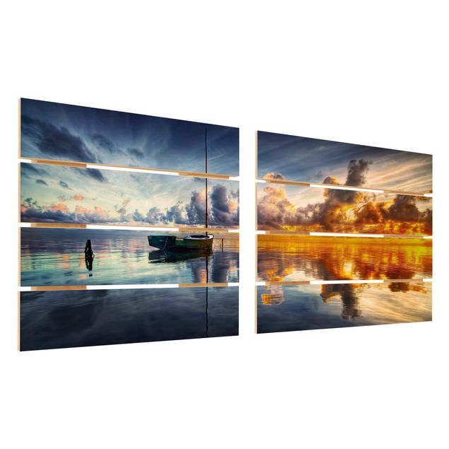 Houten schilderijen op plank - 2-delig Time For Reflection