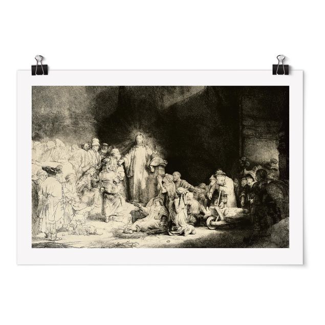 Posters Rembrandt van Rijn - Christ healing the Sick. The Hundred Guilder