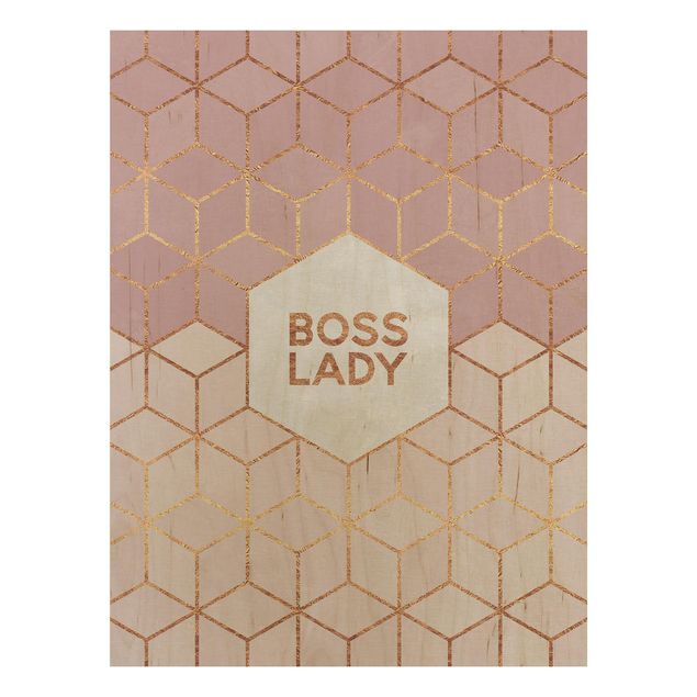 Houten schilderijen Boss Lady Hexagons Pink