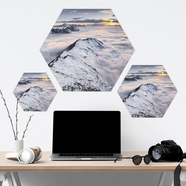Hexagons Forex schilderijen View Of Clouds And Mountains
