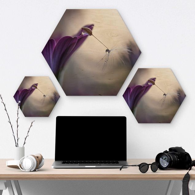 Hexagons houten schilderijen Purple Rain