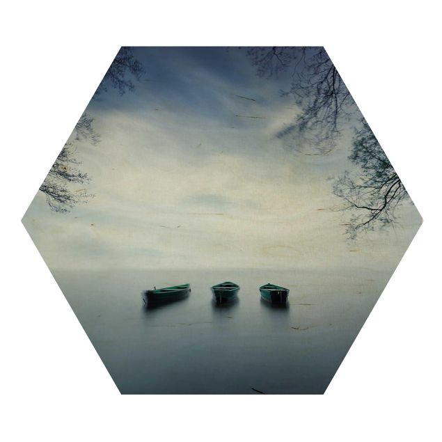 Hexagons houten schilderijen Calmness On The Lake