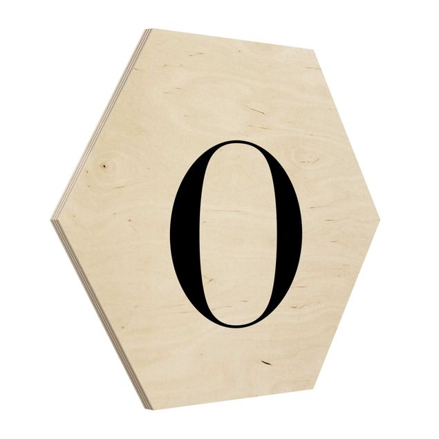 Hexagons houten schilderijen Letter Serif White O