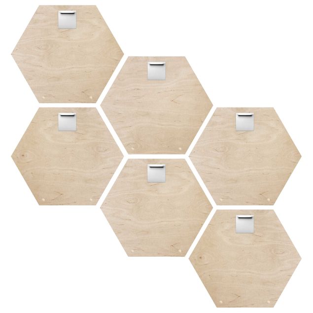 Hexagons houten schilderijen - 6-delig Letters FAMILY White Set II