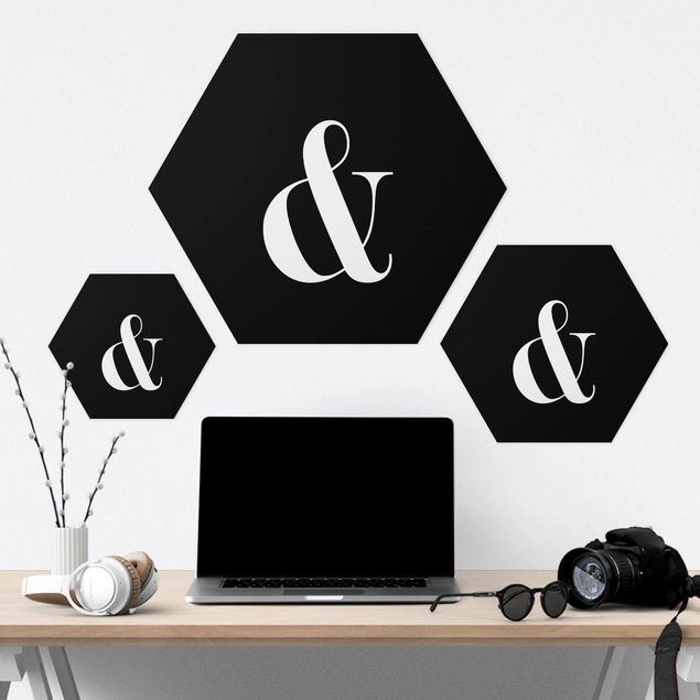 Hexagons Forex schilderijen Letter Serif Black &