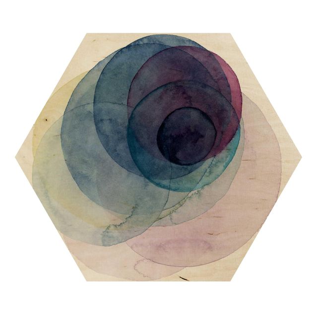 Hexagons houten schilderijen Big Bang - Purple